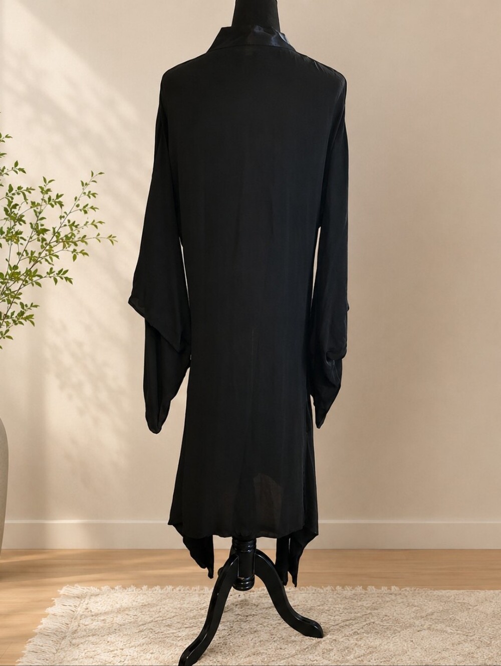 Vintage Sue Wong Embroidered Kimono Sleeve Duster Jacket Black Size L Made USA - Picture 6 of 9